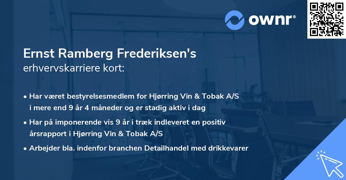 Ernst Ramberg Frederiksen's erhvervskarriere kort
