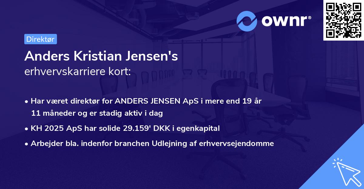 Anders Kristian Jensen's erhvervskarriere kort