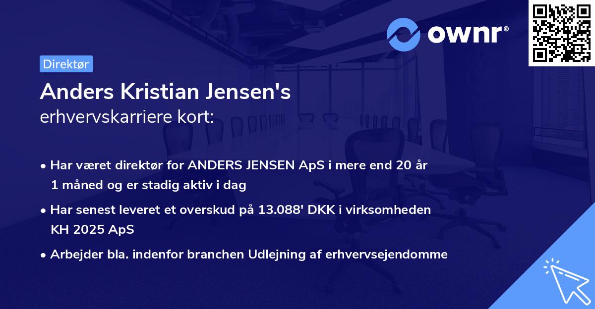 Anders Kristian Jensen's erhvervskarriere kort