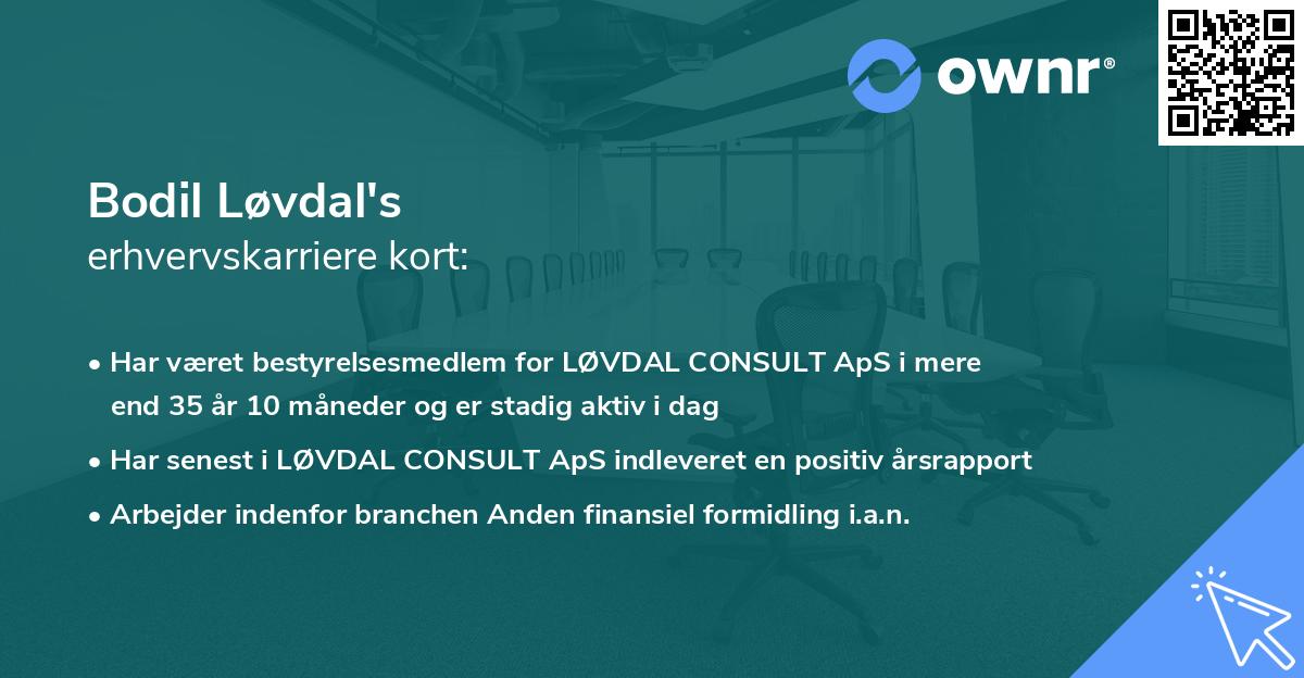 Bodil Løvdal's erhvervskarriere kort