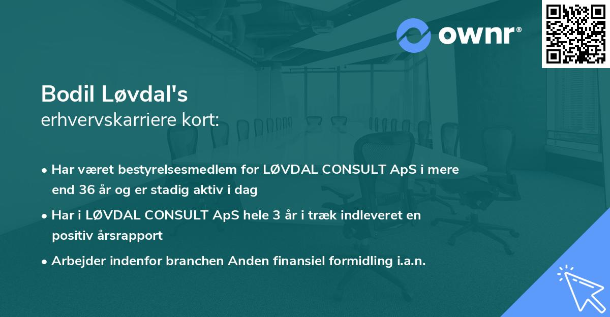 Bodil Løvdal's erhvervskarriere kort