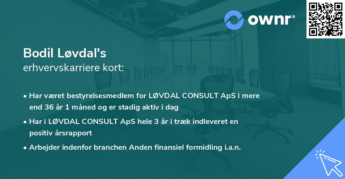 Bodil Løvdal's erhvervskarriere kort