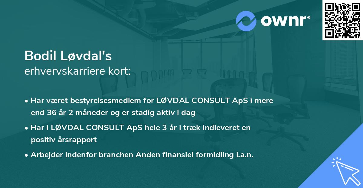 Bodil Løvdal's erhvervskarriere kort