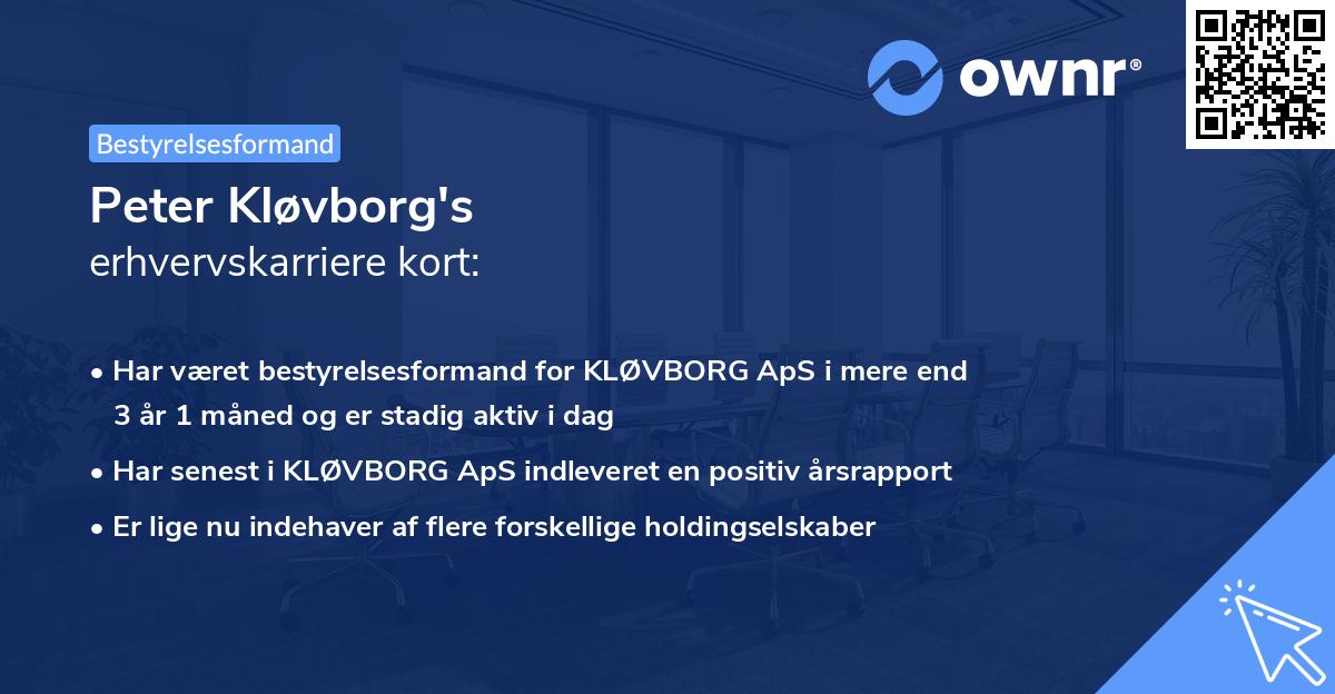 Peter Kløvborg's erhvervskarriere kort