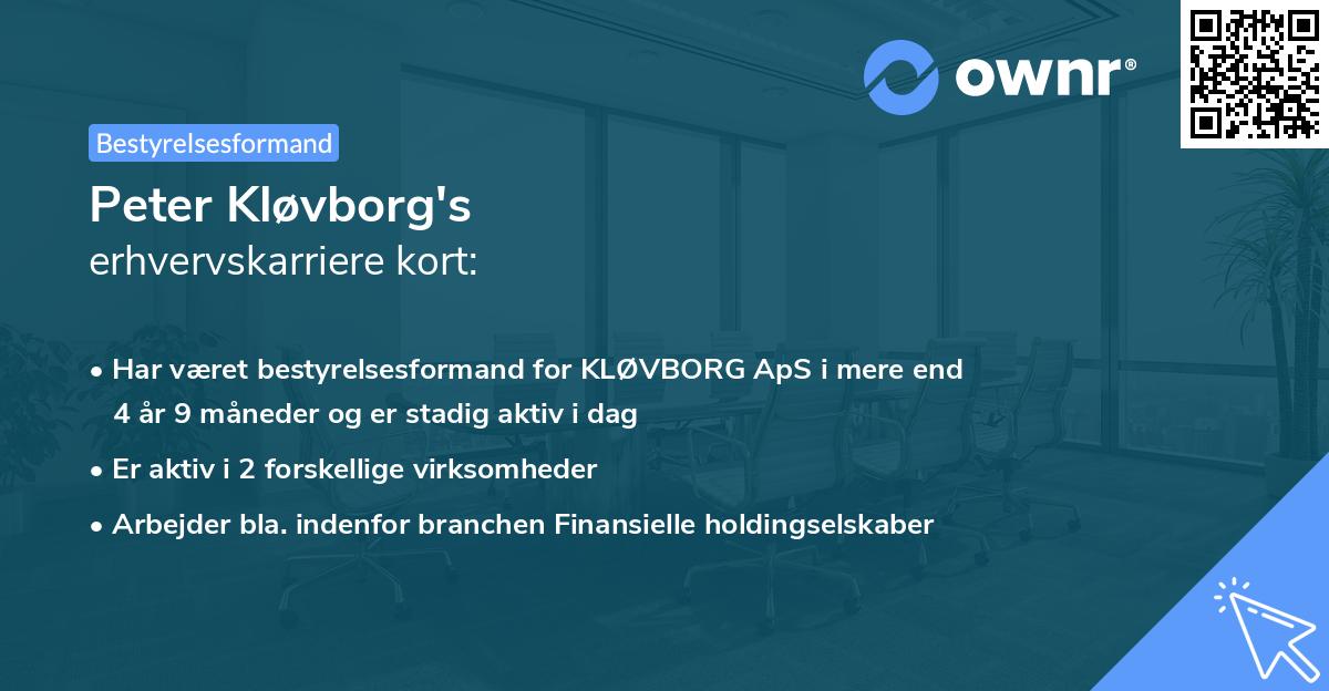 Peter Kløvborg's erhvervskarriere kort