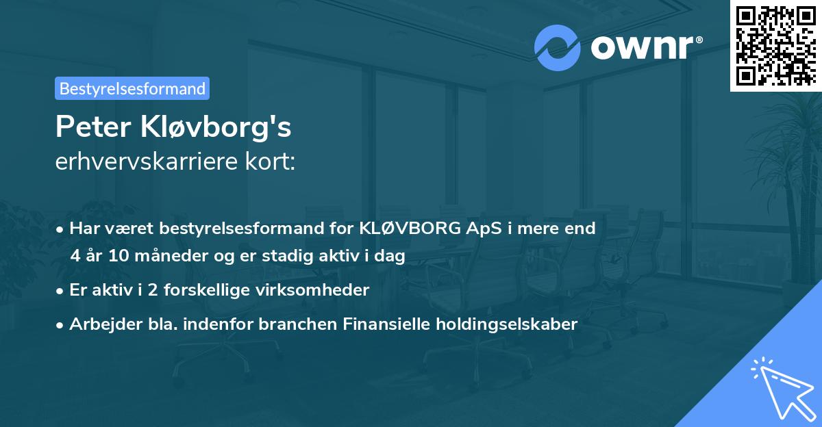Peter Kløvborg's erhvervskarriere kort