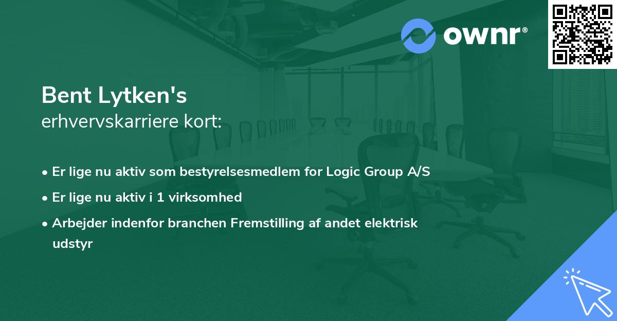 Bent Lytken's erhvervskarriere kort