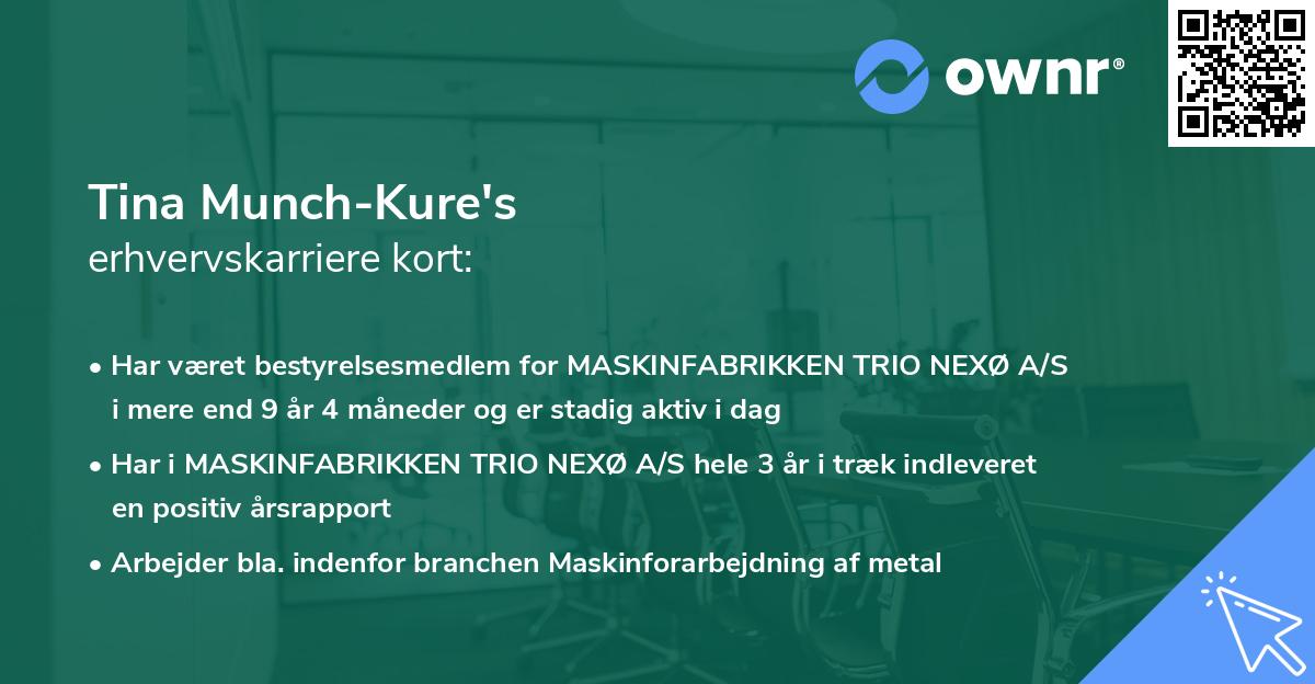 Tina Munch-Kure's erhvervskarriere kort