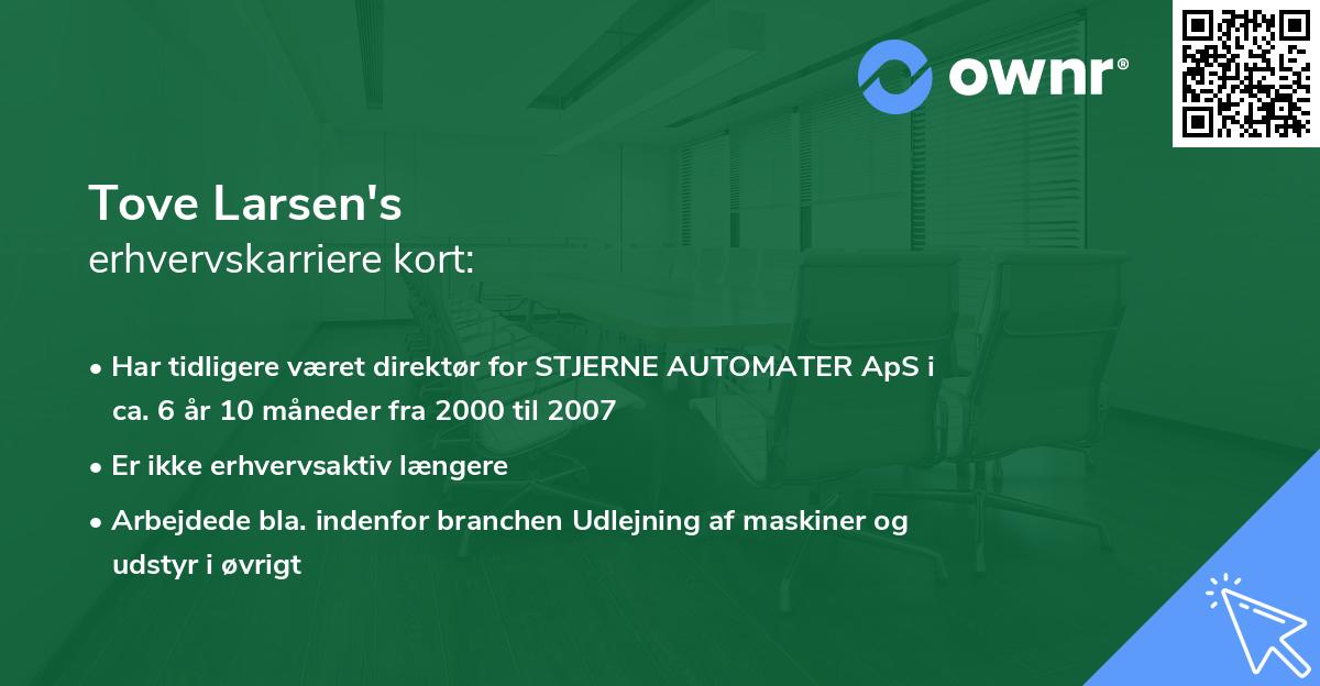 Tove Larsen's erhvervskarriere kort