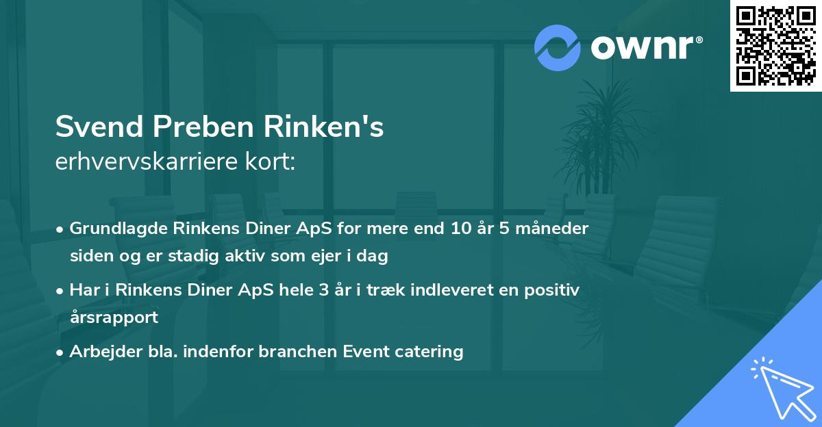 Svend Preben Rinken's erhvervskarriere kort