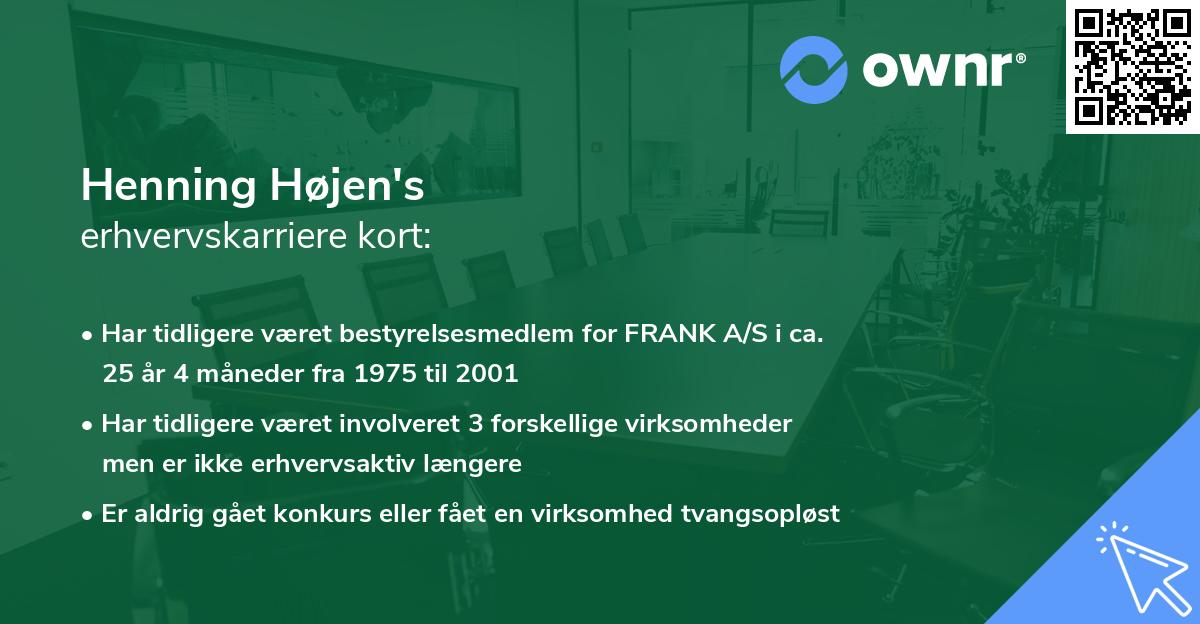 Henning Højen's erhvervskarriere kort