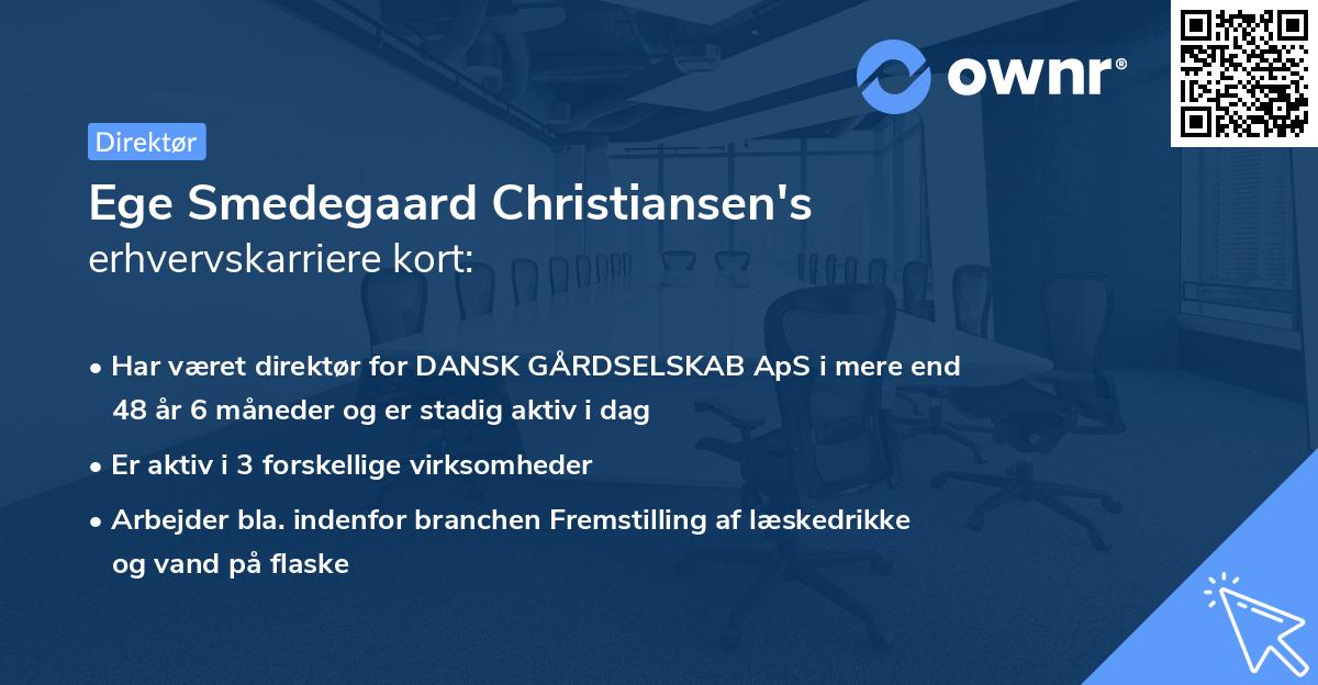Ege Smedegaard Christiansen's erhvervskarriere kort