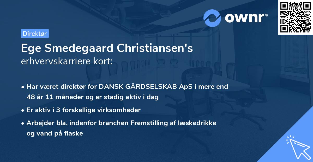 Ege Smedegaard Christiansen's erhvervskarriere kort