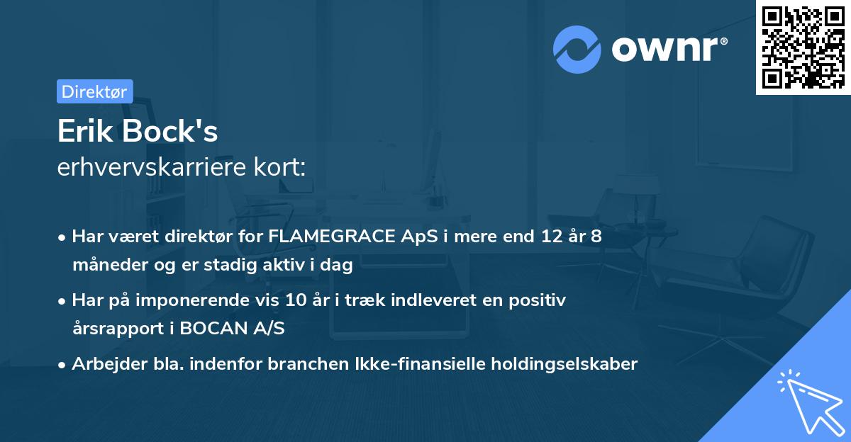 Erik Bock's erhvervskarriere kort