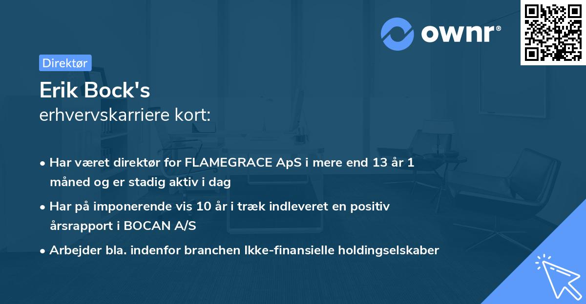 Erik Bock's erhvervskarriere kort