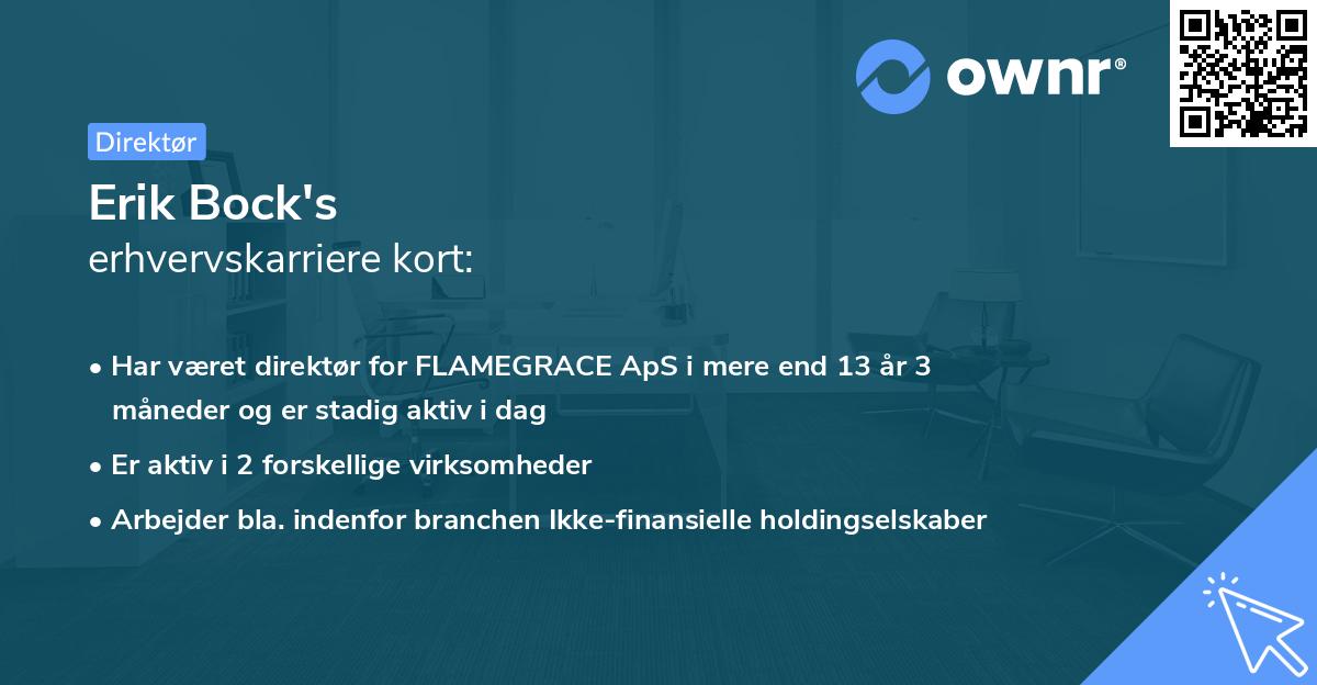 Erik Bock's erhvervskarriere kort