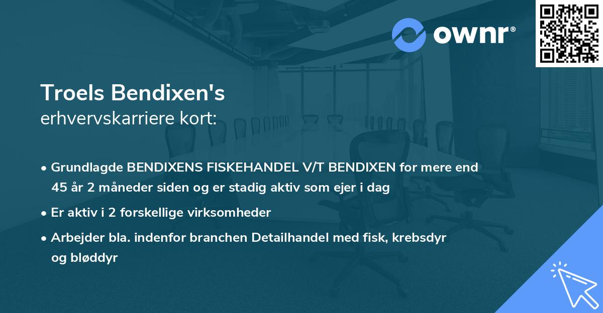Troels Bendixen's erhvervskarriere kort