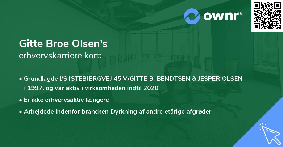 Gitte Broe Olsen's erhvervskarriere kort