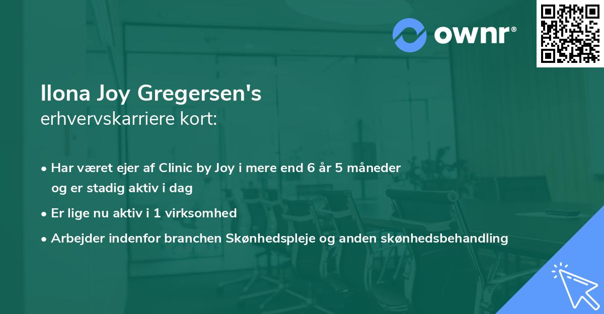 Ilona Joy Gregersen's erhvervskarriere kort