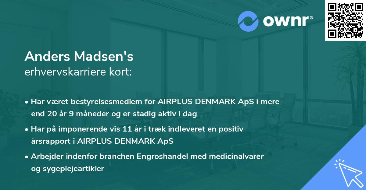 Anders Madsen's erhvervskarriere kort