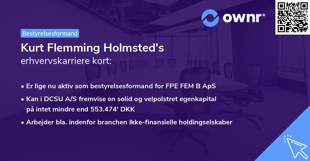 Kurt Flemming Holmsted's erhvervskarriere kort
