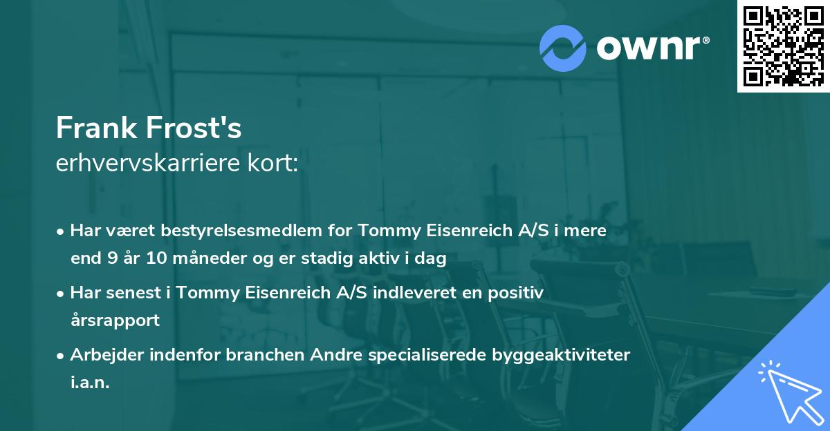 Frank Frost's erhvervskarriere kort