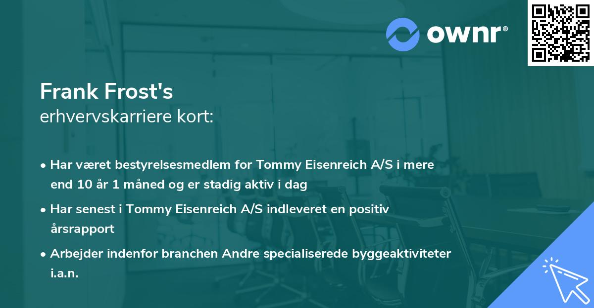Frank Frost's erhvervskarriere kort