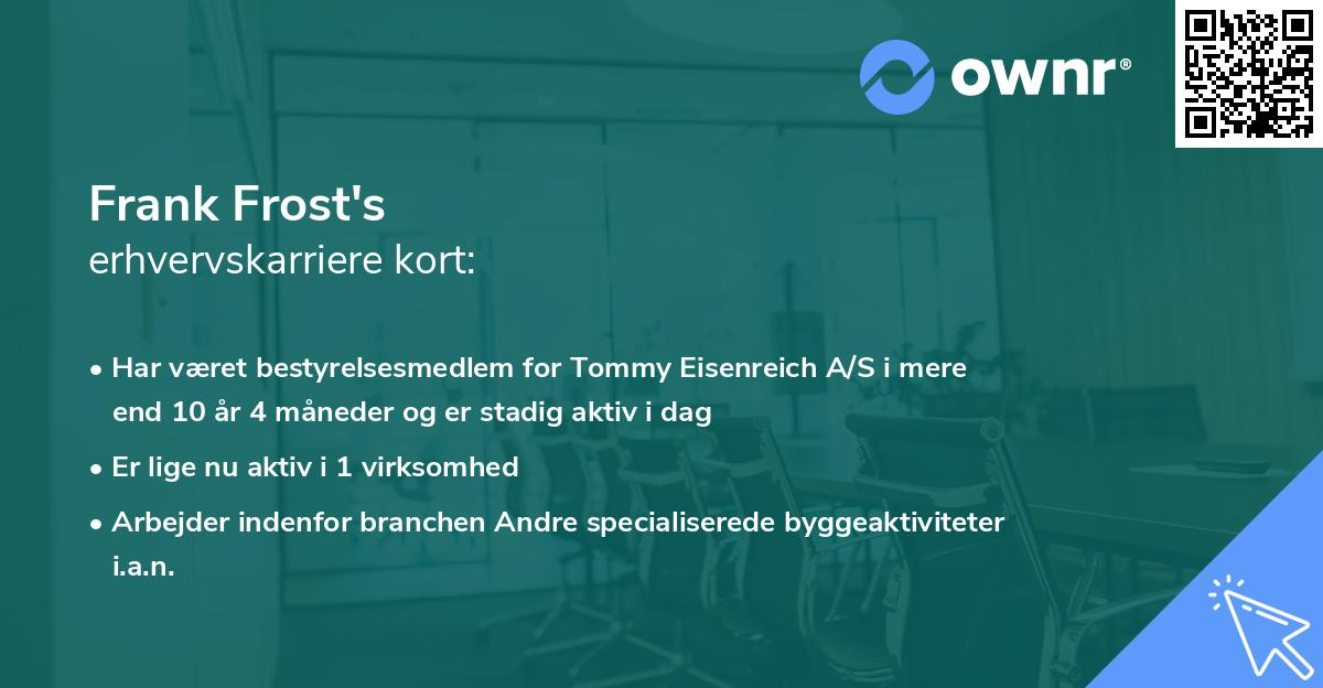 Frank Frost's erhvervskarriere kort