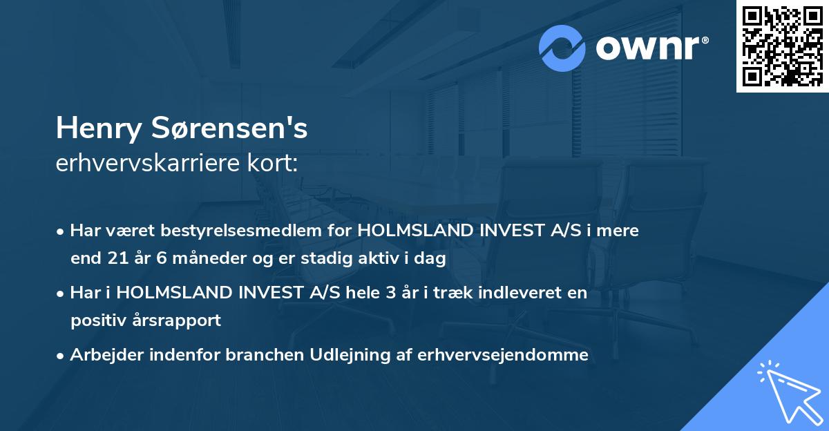 Henry Sørensen's erhvervskarriere kort