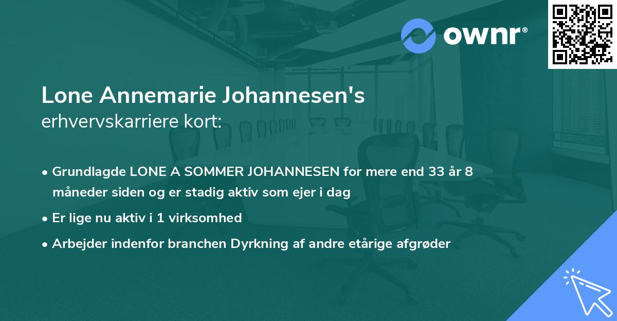 Lone Annemarie Johannesen's erhvervskarriere kort