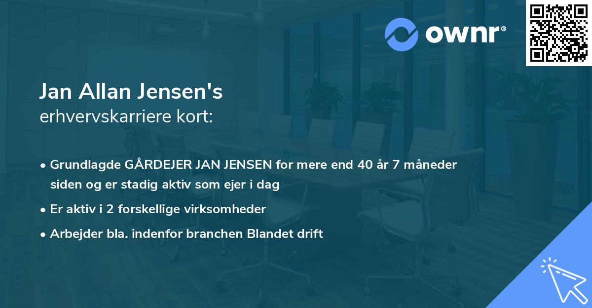 Jan Allan Jensen's erhvervskarriere kort