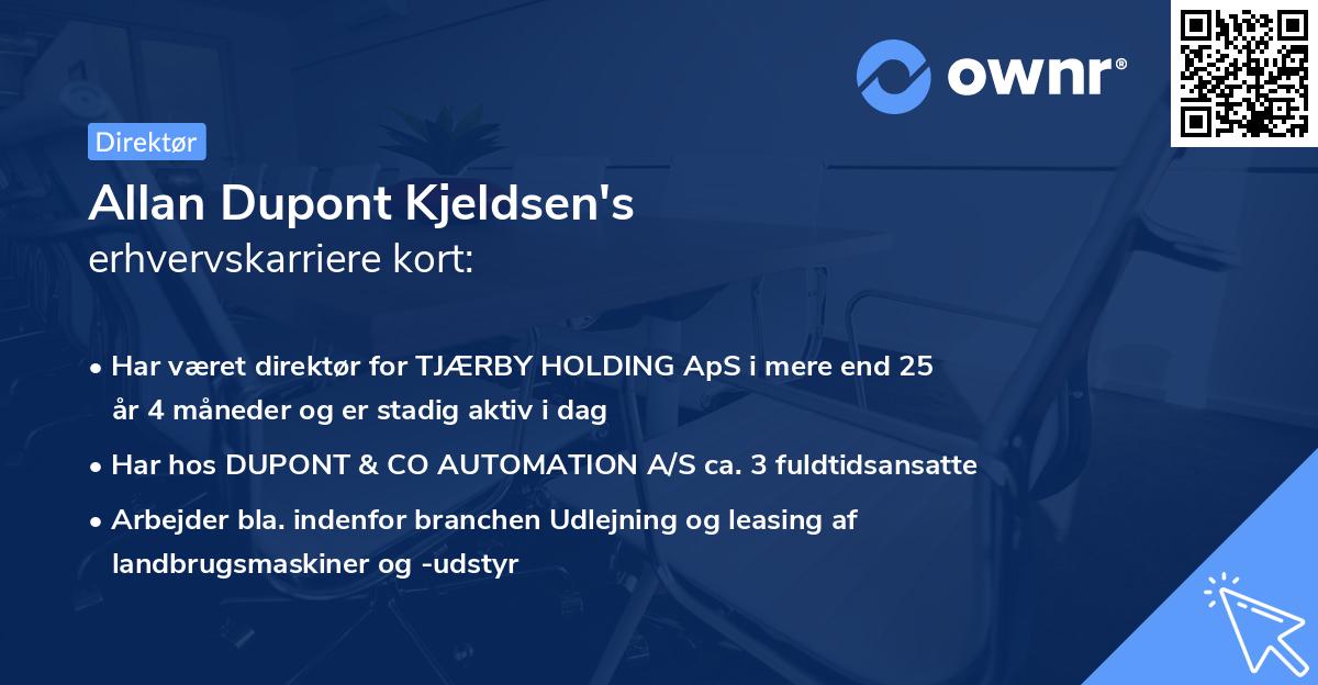 Allan Dupont Kjeldsen's erhvervskarriere kort