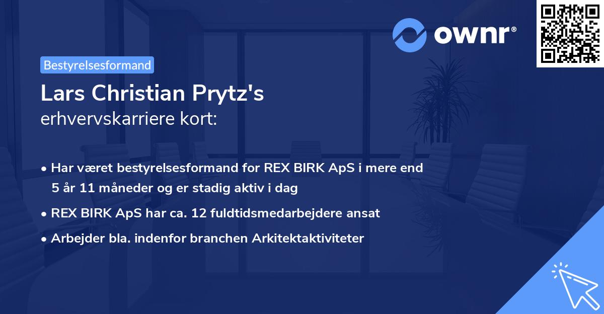 Lars Christian Prytz's erhvervskarriere kort