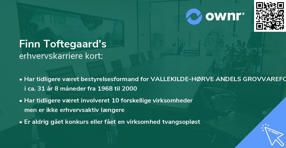 Finn Toftegaard's erhvervskarriere kort