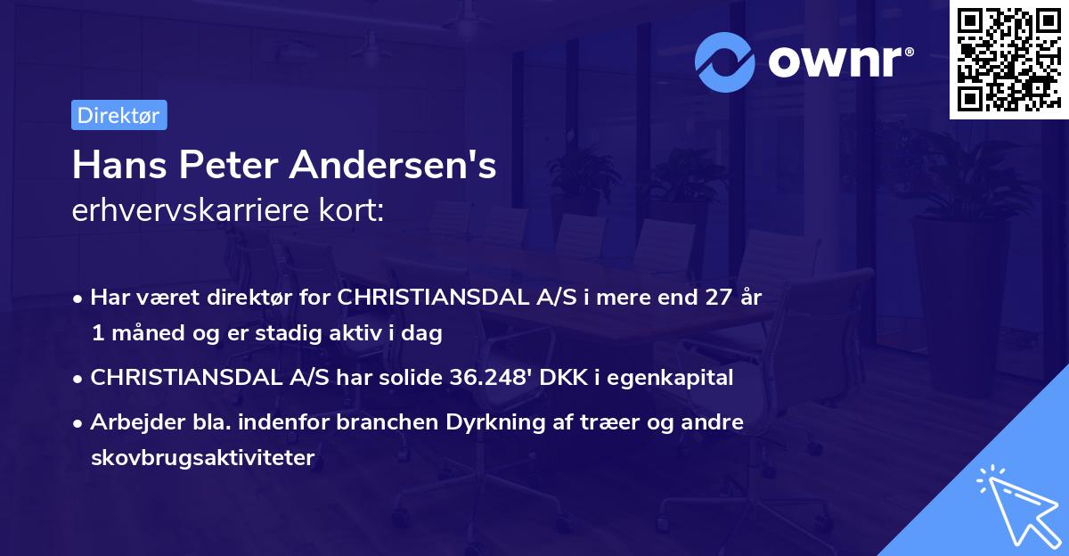 Hans Peter Andersen's erhvervskarriere kort
