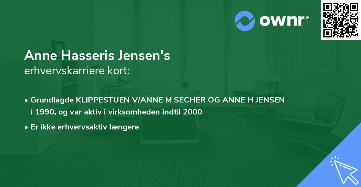 Anne Hasseris Jensen's erhvervskarriere kort