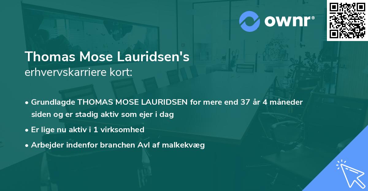 Thomas Mose Lauridsen's erhvervskarriere kort