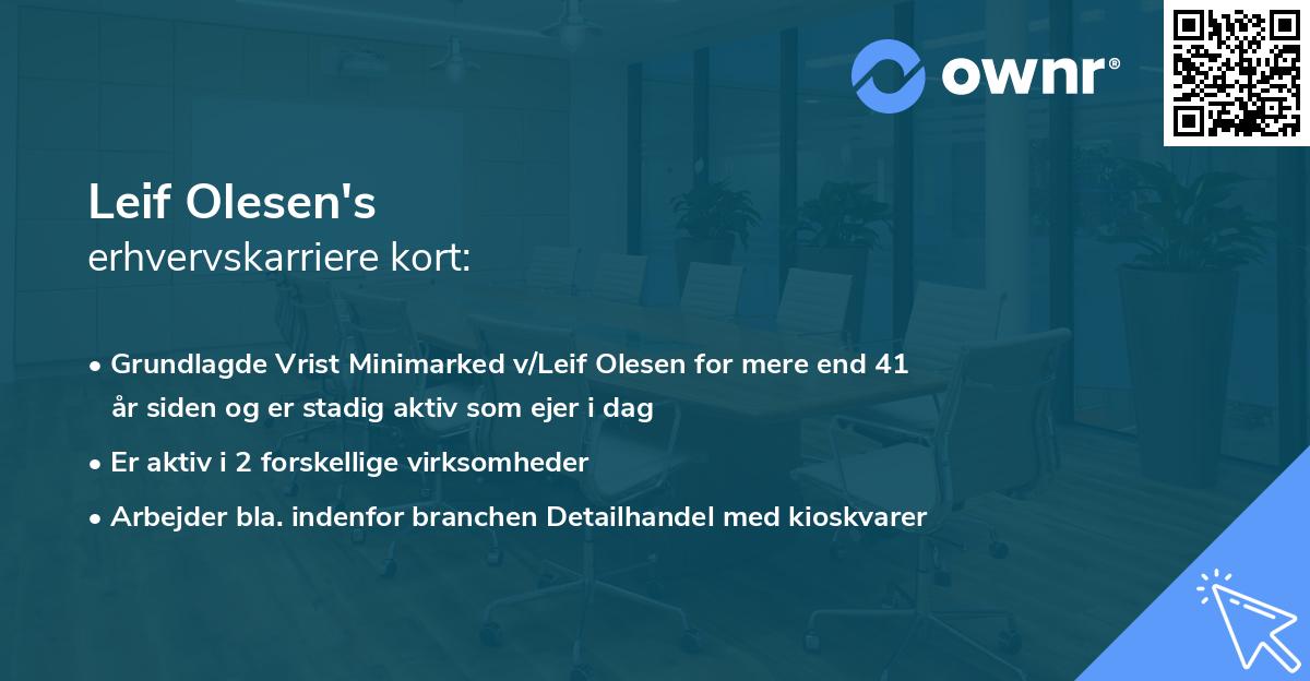 Leif Olesen's erhvervskarriere kort