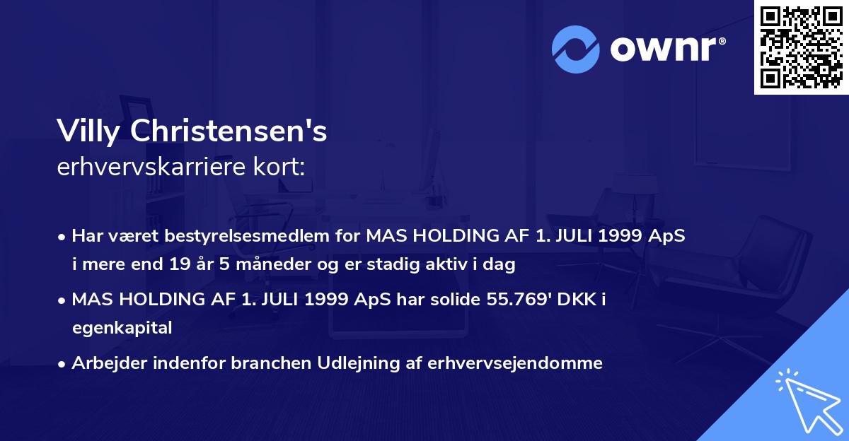 Villy Christensen's erhvervskarriere kort