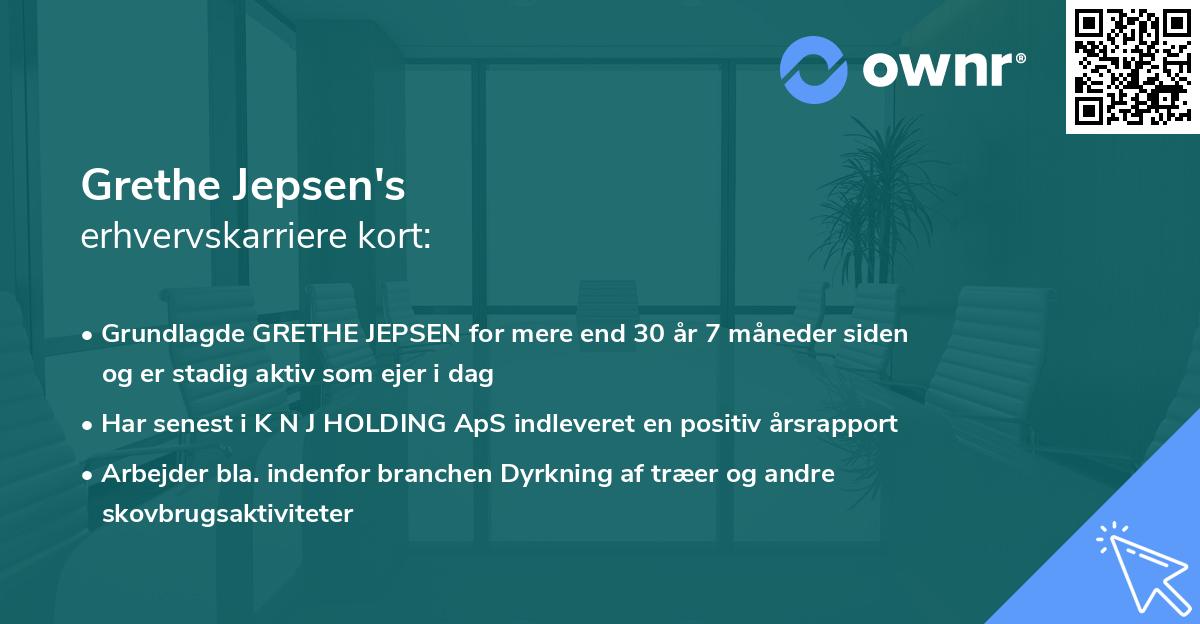 Grethe Jepsen's erhvervskarriere kort