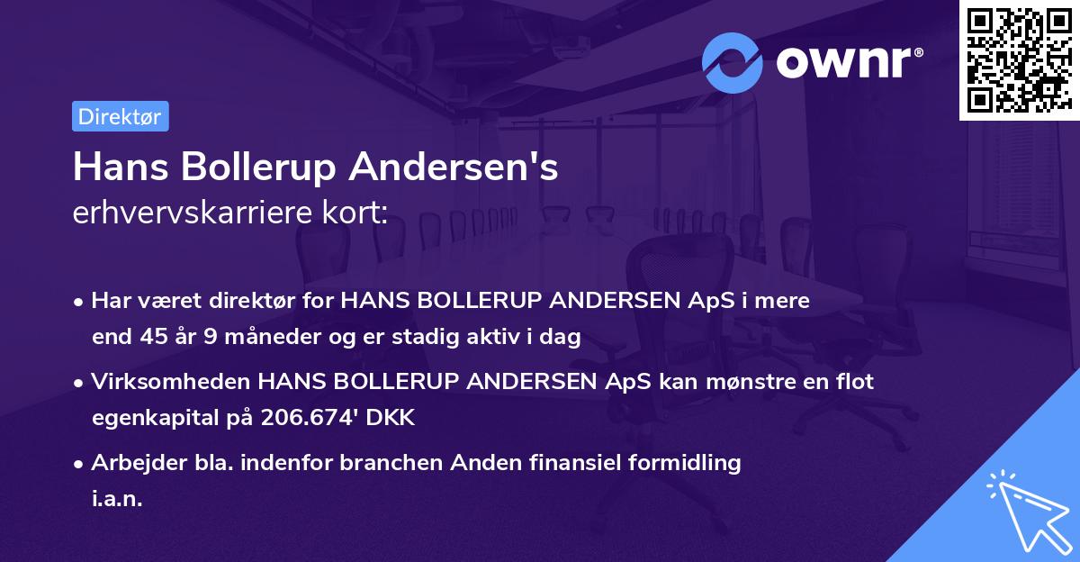 Hans Bollerup Andersen's erhvervskarriere kort