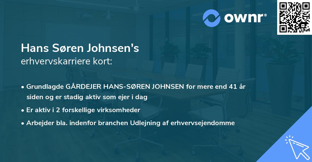 Hans Søren Johnsen's erhvervskarriere kort