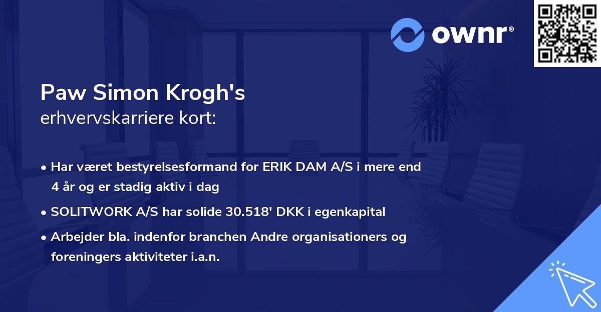 Paw Simon Krogh's erhvervskarriere kort