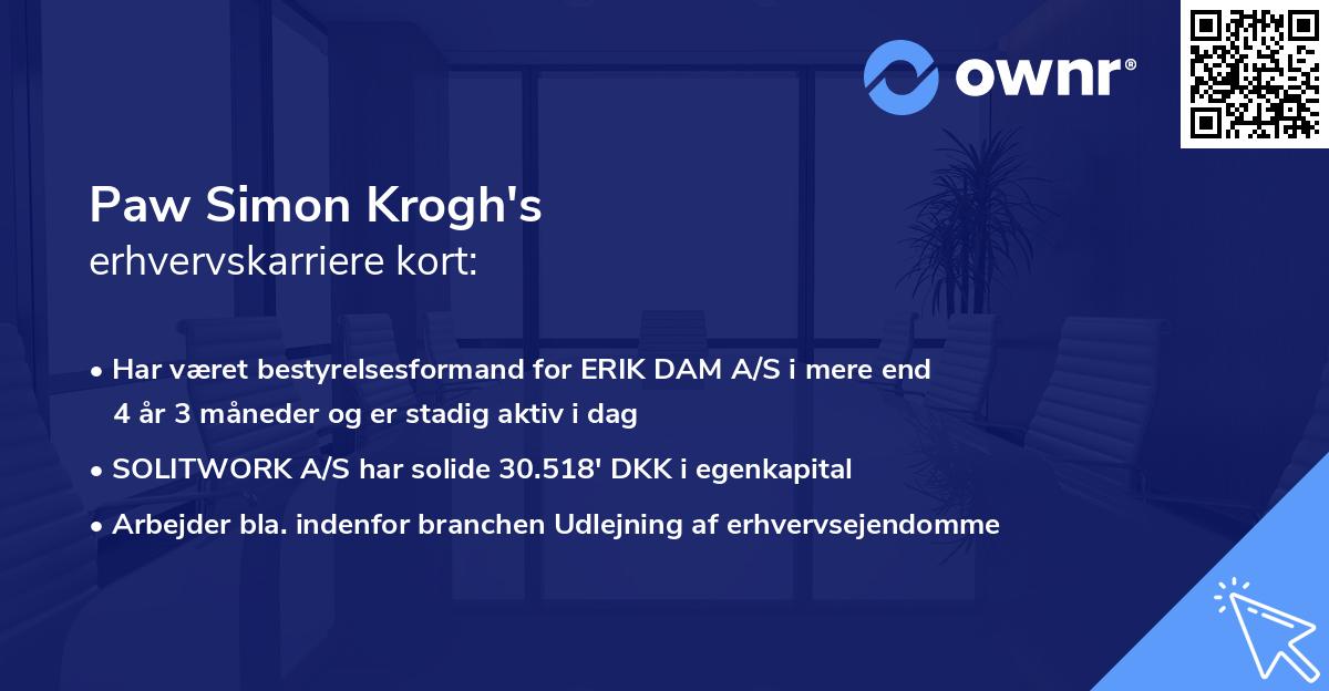 Paw Simon Krogh's erhvervskarriere kort