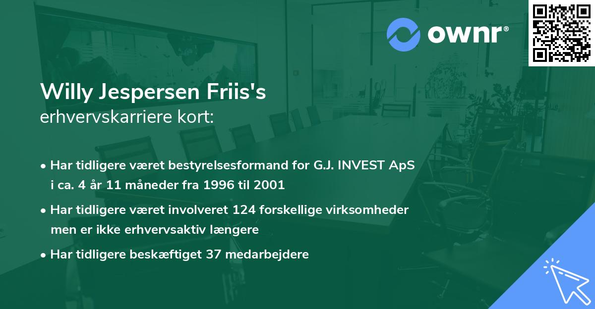 Willy Jespersen Friis's erhvervskarriere kort