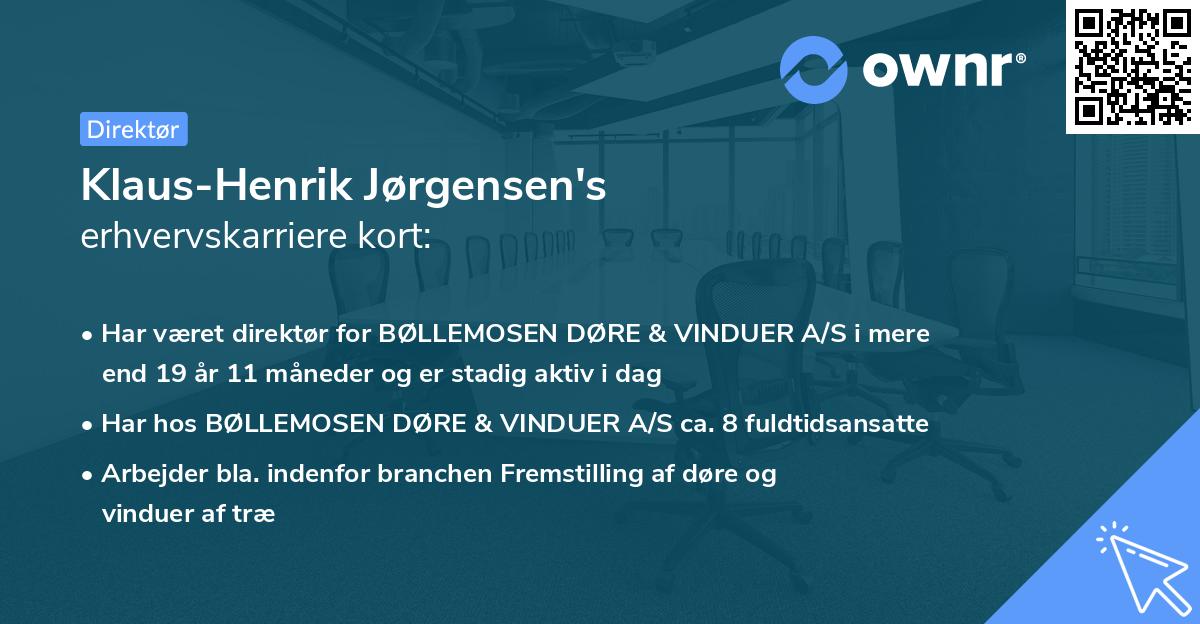 Klaus-Henrik Jørgensen's erhvervskarriere kort