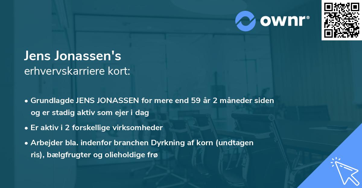Jens Jonassen's erhvervskarriere kort