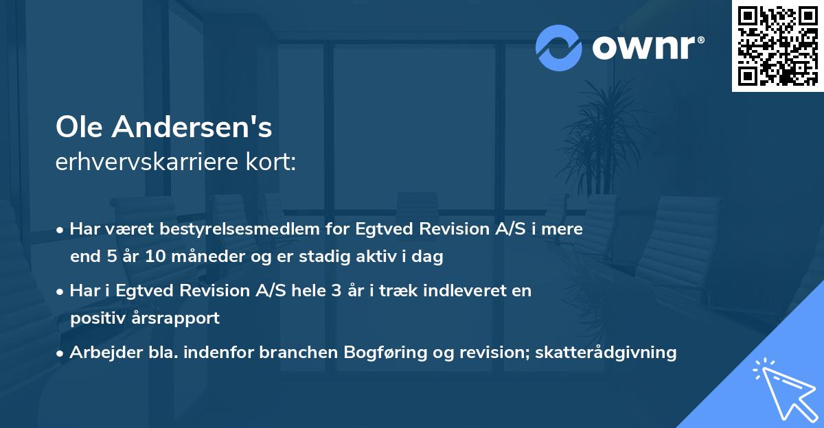 Ole Andersen's erhvervskarriere kort