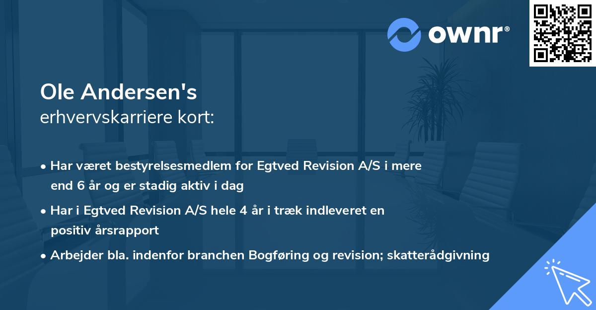 Ole Andersen's erhvervskarriere kort