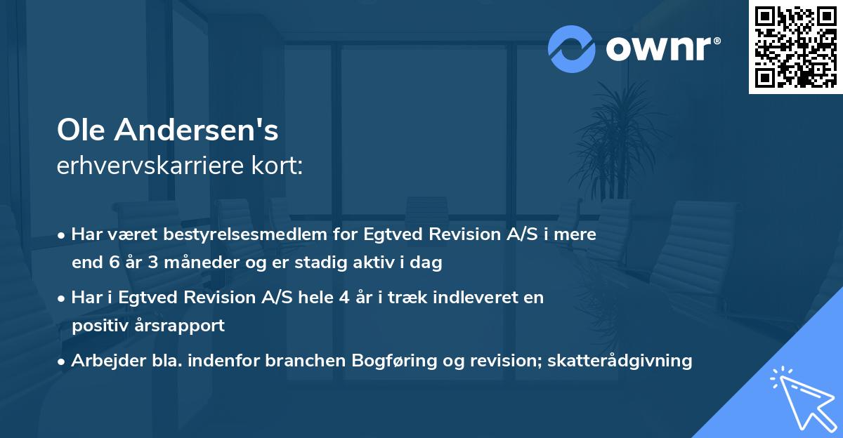 Ole Andersen's erhvervskarriere kort